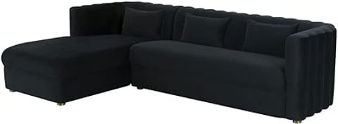 Amazon.com: Tov Furniture Callie Black Velvet Sectional - Laf : Home & Kitchen for Callie Navy Velvet Sectional, Laf, Navy